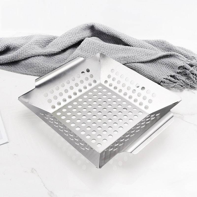 Stainless Steel Grill Pan Grilling Basket For More Vegetable Meat Grill Basket Tray BBQ Gadget - Culinarywellbeing