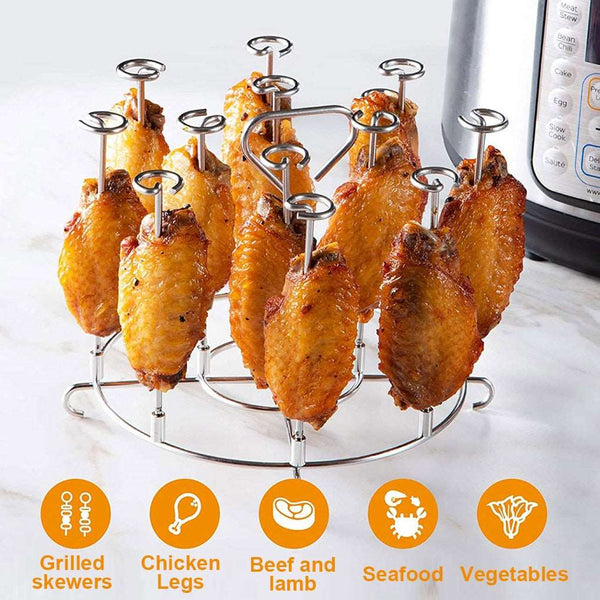 Air Fryer Rack Accessories BBQ Grill Tray Basket Stand Roasting Meat FMetal Material: Non-stick air fryer rack is made of food made 304 stainless steel, durable, not easy to rust and deform.Heat Resistant: Barbecue air fryer grill is hTheWellBeing1Air Fryer Rack Accessories BBQ Grill Tray Basket Stand Roasting Meat Food Holder ToolCulinaryWellBeing