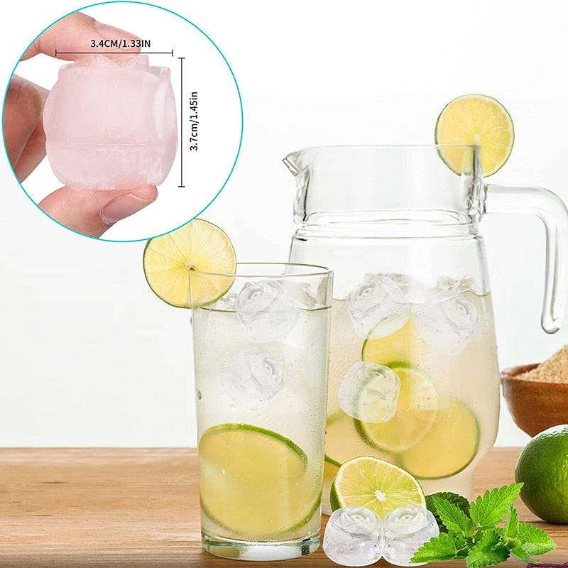 Small 3D Rose Ice Cube Trays - Create 9 Giant Cute Flower-Shaped Ice with Fun Silicone Rubber Ice Ball Maker - Culinarywellbeing