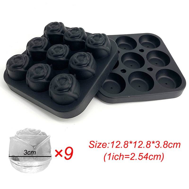 Small 3D Rose Ice Cube Trays - Create 9 Giant Cute Flower-Shaped Ice with Fun Silicone Rubber Ice Ball Maker - Culinarywellbeing