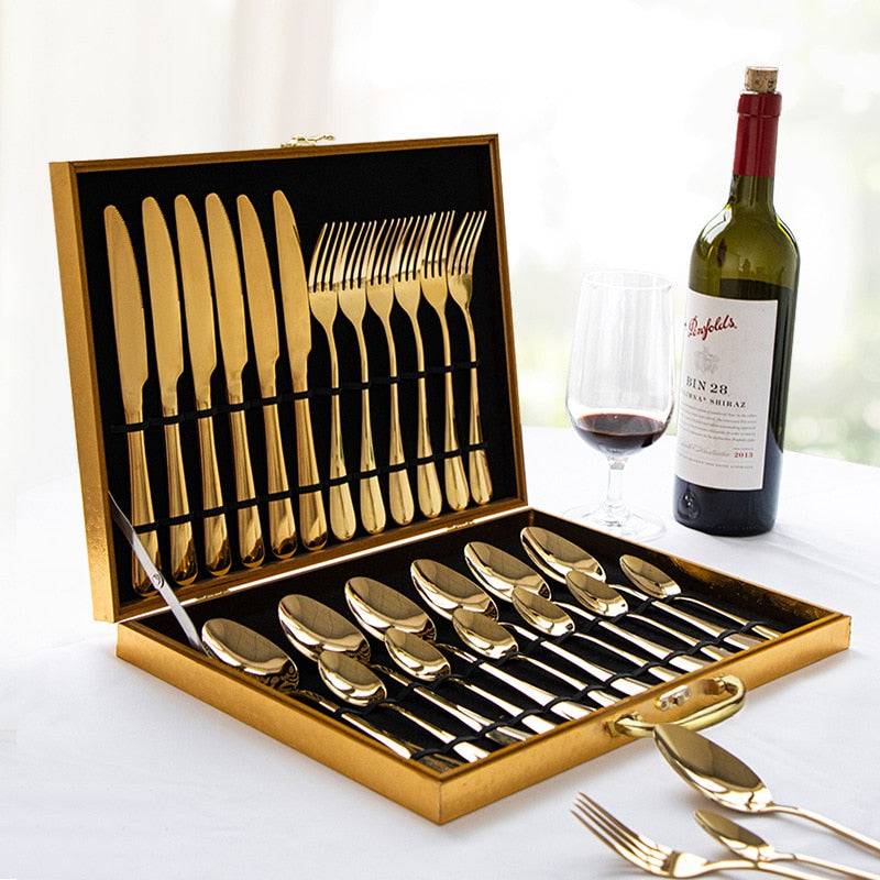 Stainless Steel Knife Forks Spoons Cutlery Set Kitchen Silverware Household Cutlery Set Tableware Sets dinnerware set of 24 pcs - Culinarywellbeing