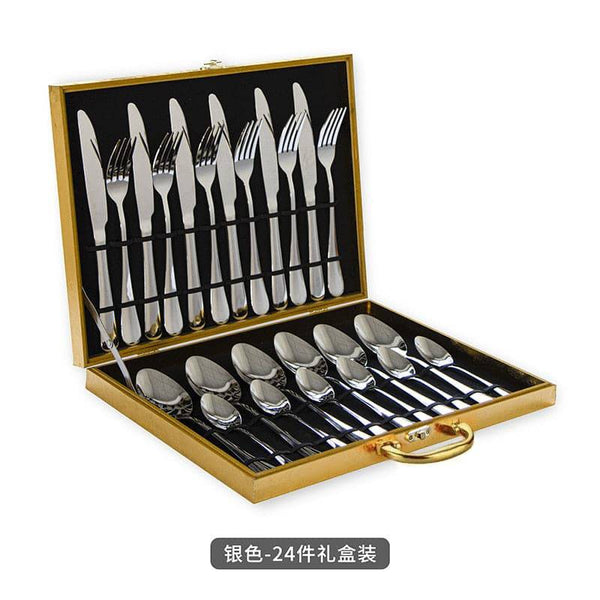 Stainless Steel Knife Forks Spoons Cutlery Set Kitchen Silverware Household Cutlery Set Tableware Sets dinnerware set of 24 pcs - Culinarywellbeing