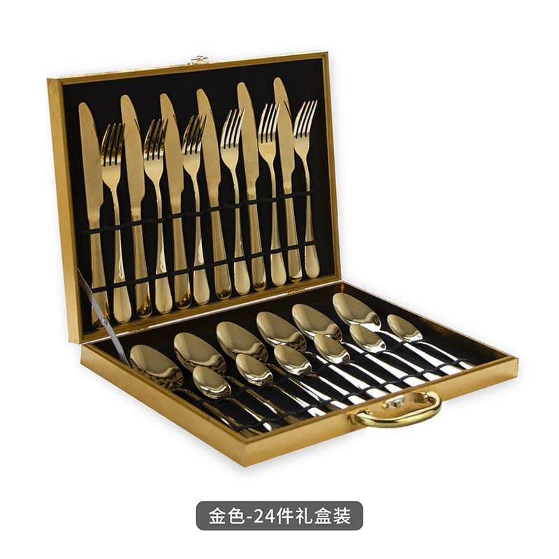 Stainless Steel Knife Forks Spoons Cutlery Set Kitchen Silverware Household Cutlery Set Tableware Sets dinnerware set of 24 pcs - Culinarywellbeing