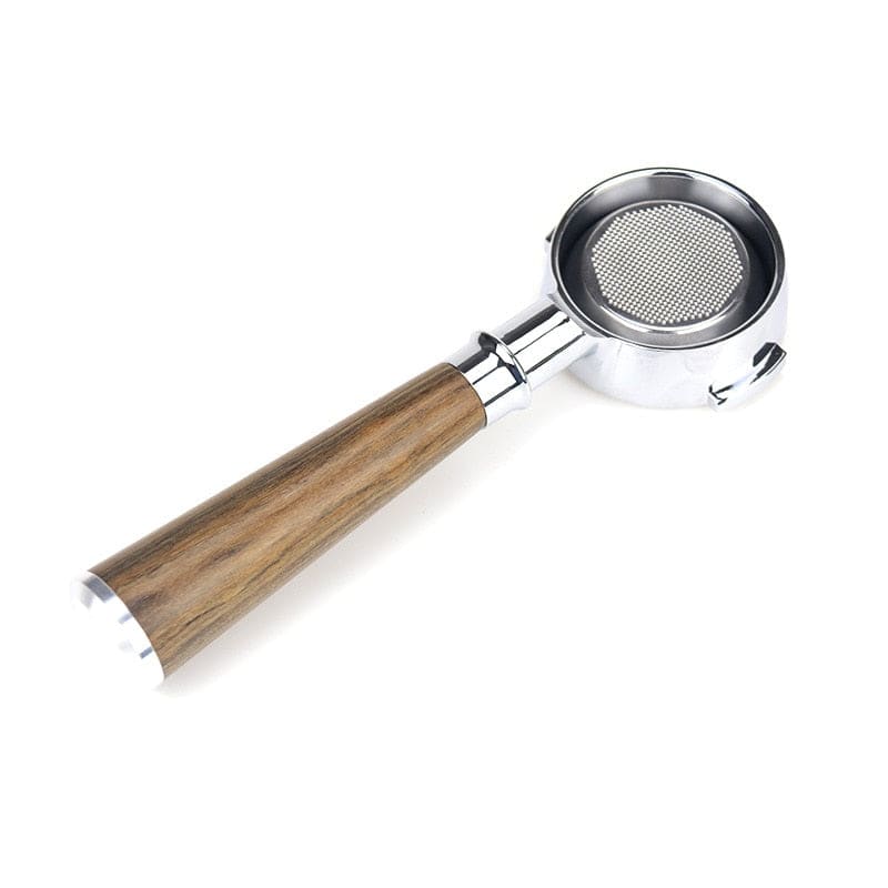 Wood handled bottomless portafilter set for espresso machines, fits Expobar and Rocket, with rosewood grip by TheWellBeing1.