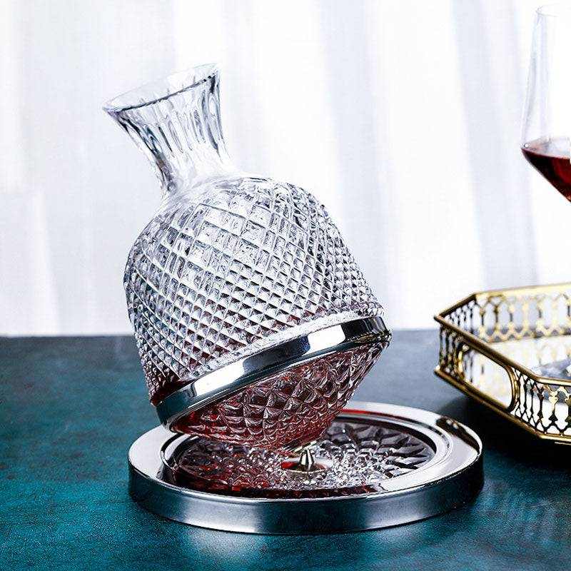 Decanter -Rotating Wine Tumbler Design Dispenser Crystal Glass Aerator