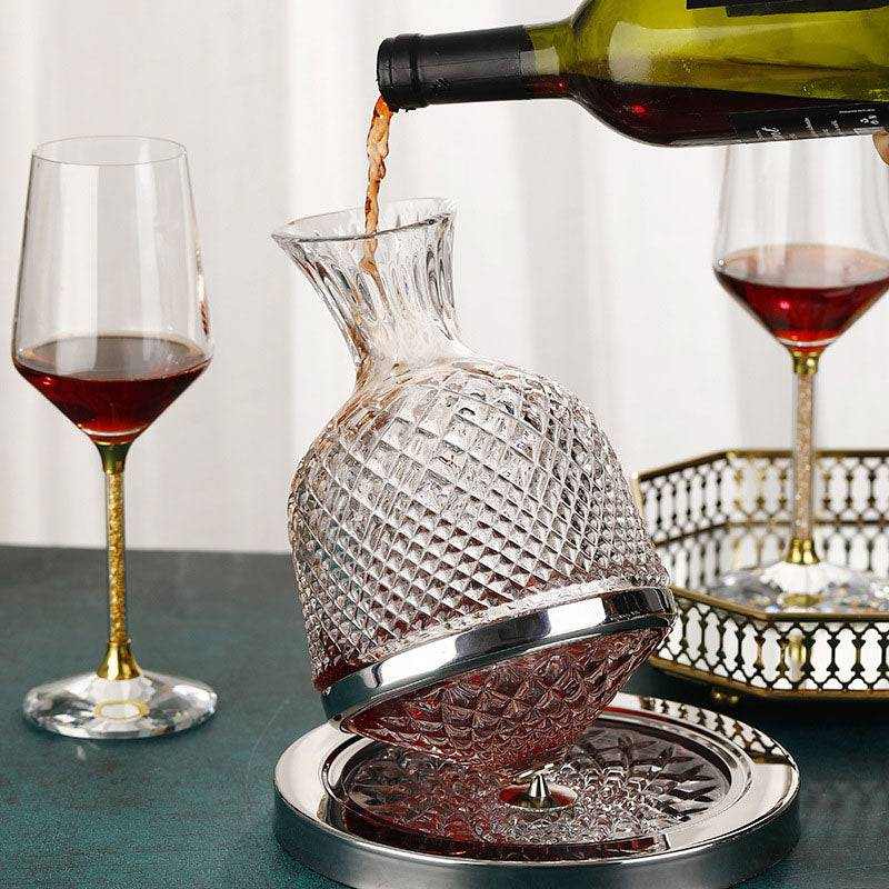 Decanter -Rotating Wine Tumbler Design Dispenser Crystal Glass Aerator