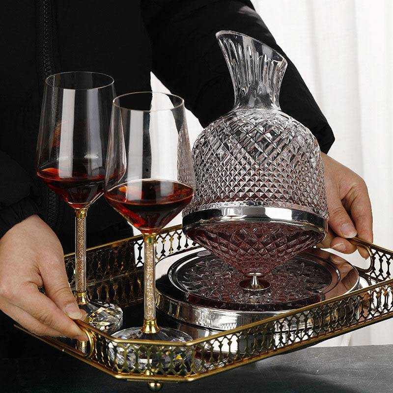 Decanter -Rotating Wine Tumbler Design Dispenser Crystal Glass Aerator