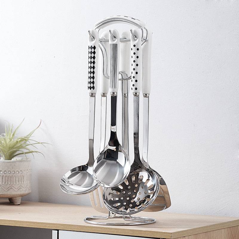 TheWellBeing™ 7-Piece Stainless Steel Kitchenware Set with Ceramic HanTheWellBeing1TheWellBeing™ 7-Piece Stainless Steel Kitchenware SetCulinaryWellBeing