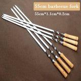 TheWellBeing™ 21.5” BBQ Skewers - 6pcs Stainless Steel Grill Needles with Long Wood Handles - Culinarywellbeing