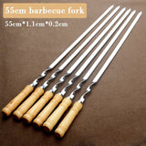 TheWellBeing™ 21.5” BBQ Skewers - 6pcs Stainless Steel Grill Needles with Long Wood Handles - Culinarywellbeing