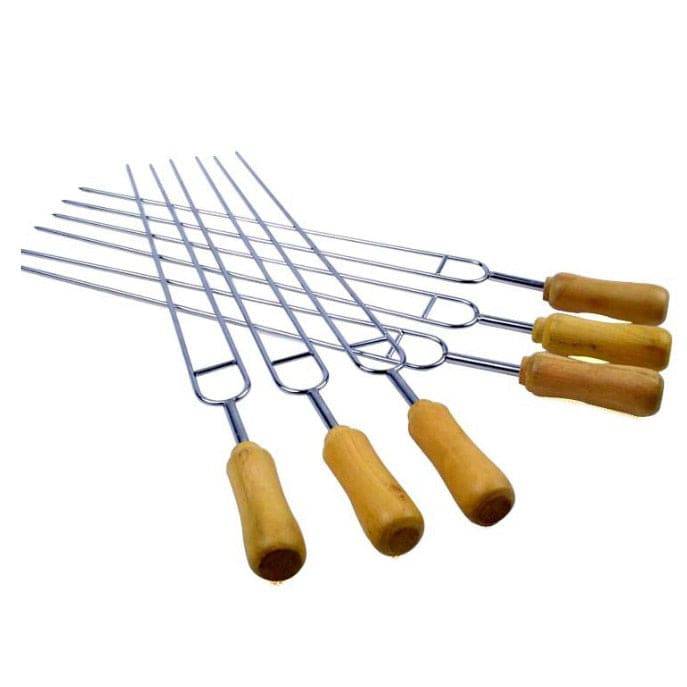 TheWellBeing™ 21.5” BBQ Skewers - 6pcs Stainless Steel Grill Needles with Long Wood Handles - Culinarywellbeing