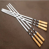 TheWellBeing™ 21.5” BBQ Skewers - 6pcs Stainless Steel Grill Needles with Long Wood Handles - Culinarywellbeing