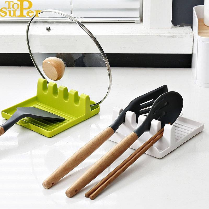 Spoon holders kitchen accessories in green, white, grey for organizing utensils like forks and spatulas.