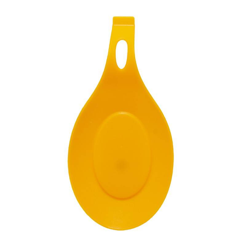 Yellow spoon holder kitchen accessory for organizing utensils like forks and spatulas.
