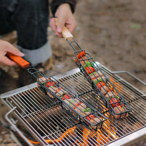 Portable BBQ Grilling Basket Stainless Steel Nonstick Barbecue Grill Basket Tools Grill Mesh for Meat Hamburger Barbecue Tools - Culinarywellbeing