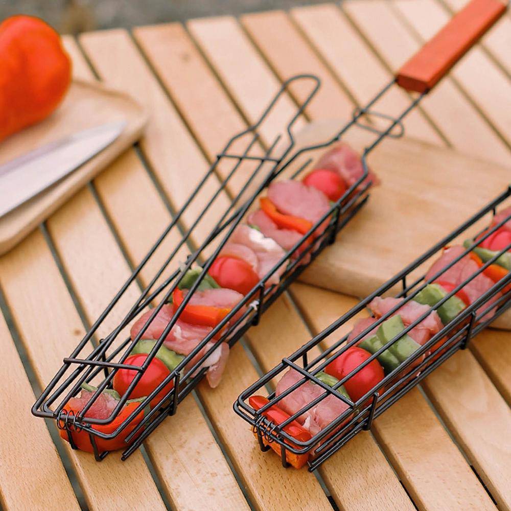 Portable BBQ Grilling Basket Stainless Steel Nonstick Barbecue Grill Basket Tools Grill Mesh for Meat Hamburger Barbecue Tools - Culinarywellbeing