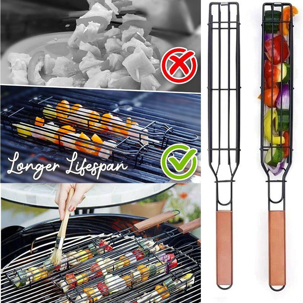 Portable BBQ Grilling Basket Stainless Steel Nonstick Barbecue Grill Basket Tools Grill Mesh for Meat Hamburger Barbecue Tools - Culinarywellbeing