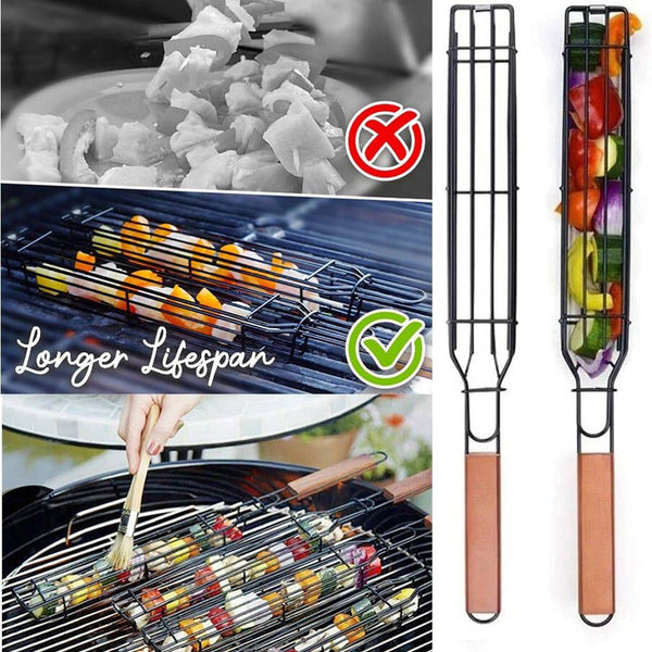 Portable BBQ Grilling Basket Stainless Steel Nonstick Barbecue Grill Basket Tools Grill Mesh for Meat Hamburger Barbecue Tools - Culinarywellbeing