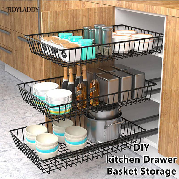 Stainless Steel Cupboard Slide Rack Kitchen Organizer Shelf Basket - Culinarywellbeing