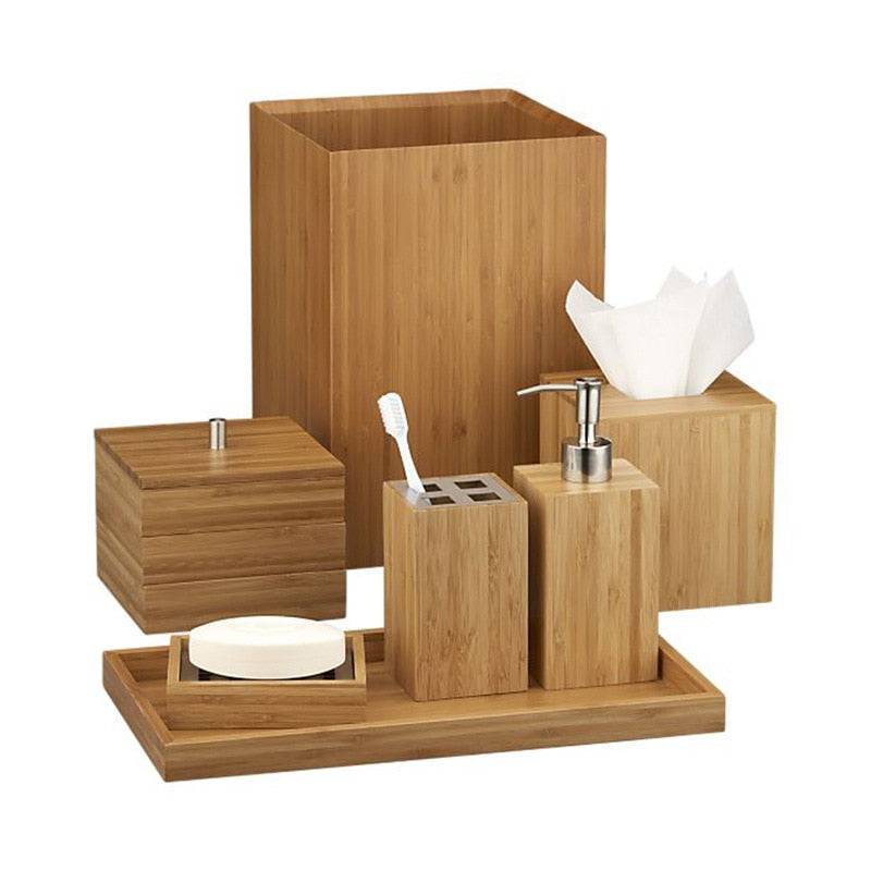 Bamboo home bathroom wash set home bathroom setCreate a complete and unified bathroom style with this 9-piece bamboo bathroom accessory set. The set includes a toothbrush holder, toothbrush cup, soap dispenser, sTheWellBeing1Bamboo home bathroom wash set home bathroom setCulinaryWellBeing