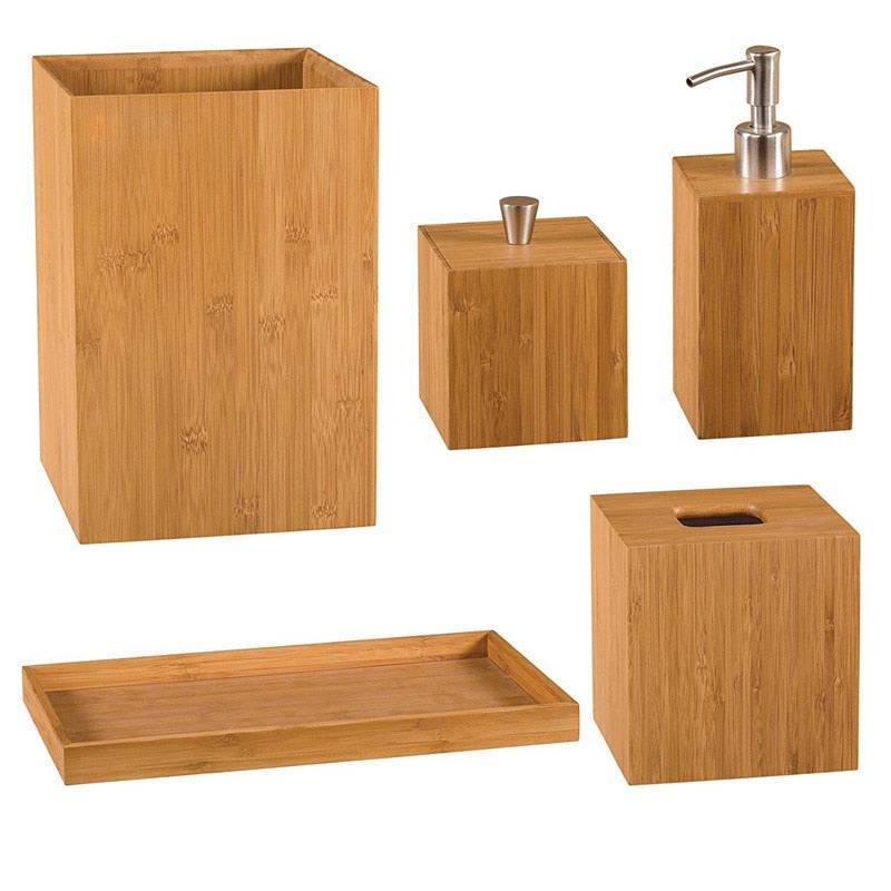 Bamboo home bathroom wash set home bathroom setCreate a complete and unified bathroom style with this 9-piece bamboo bathroom accessory set. The set includes a toothbrush holder, toothbrush cup, soap dispenser, sTheWellBeing1Bamboo home bathroom wash set home bathroom setCulinaryWellBeing