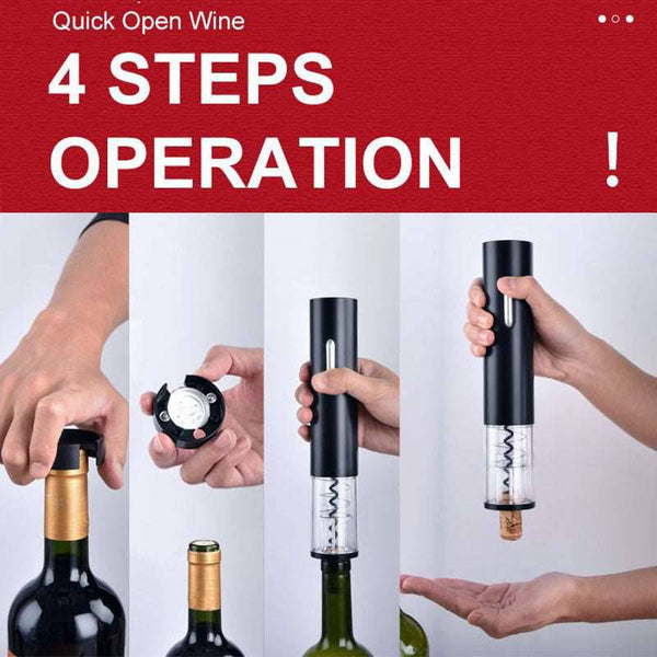 Automatic Wine Bottle Opener Reusable Corkscrew With Foil Cutter - Culinarywellbeing