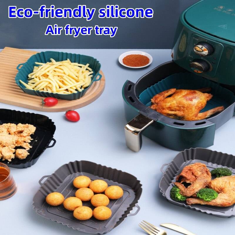 Silicone Air Fryer Oven Tray - Pizza Mat & Chicken Fry Pan - Culinarywellbeing