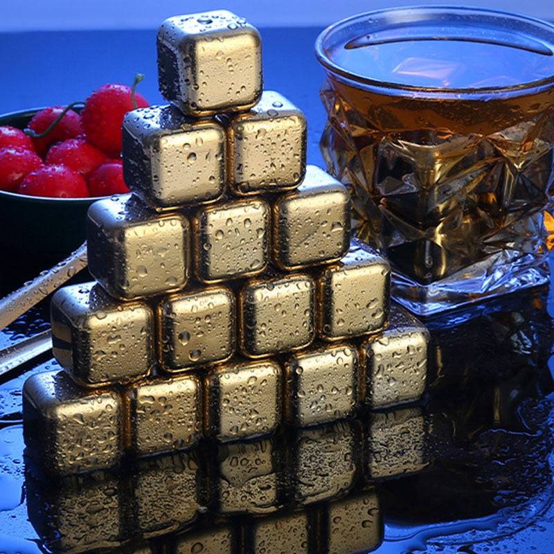 Gold Coolers Stainless Steel Ice Cubes & Holders Keep Drinks Cold Bar Bucket - Culinarywellbeing