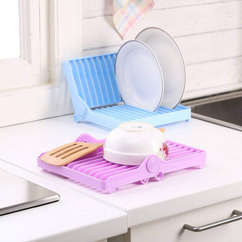 Kitchen Foldable Dish Rack Stand Holder Bowl Plate Organizer Tray Drainer Shelf - Culinarywellbeing