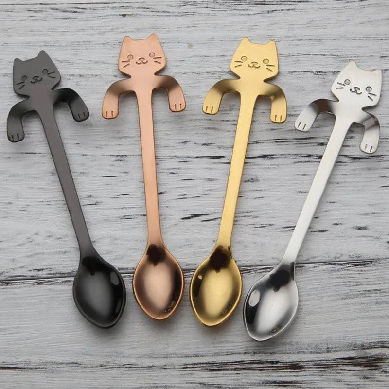 Stainless Steel Cat Teaspoons - Culinarywellbeing