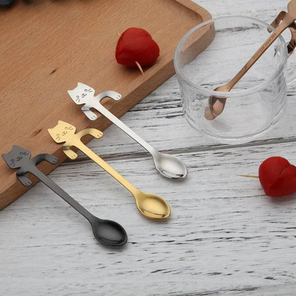 Stainless Steel Cat Teaspoons - Culinarywellbeing