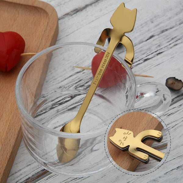 Stainless Steel Cat Teaspoons - Culinarywellbeing