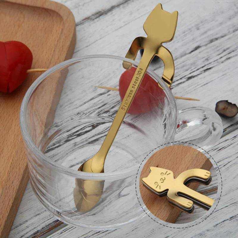 Stainless Steel Cat TeaspoonsName: Cute stainless steel cat spoons
Cutlery type: spoons
Metal Type: stainless steel
Feature: environmentally friendly
Type: coffee spoon
Size: 11.7 cm x 1.8 cmTheWellBeing1Stainless Steel Cat TeaspoonsCulinaryWellBeing