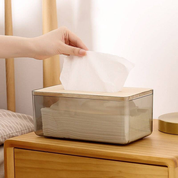 Nordic Simple Transparent Tissue Box Holder Bamboo Cover - Culinarywellbeing