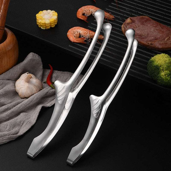 BBQ Tongs Stainless Steel Long Barbecue Clips Round/Sharp Mouth Cooking Steak Tweezers - Culinarywellbeing
