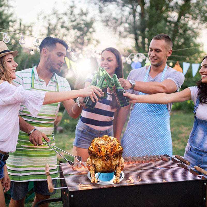 Grill Stand Carbon Steel Roaster Rack BBQ Grill Stand with Bowl