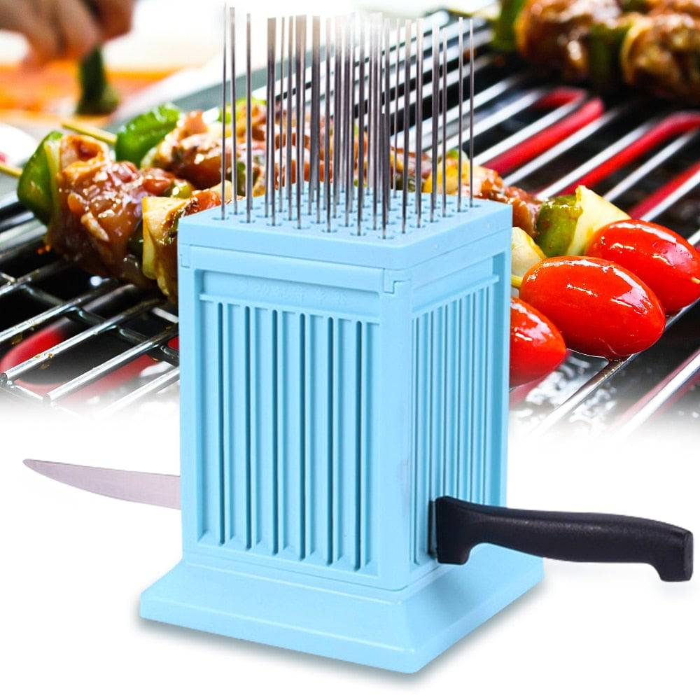 TheWellBeing™ 49-Hole Barbecue Stringer Box - Kebab Maker and Skewer Tool - Culinarywellbeing