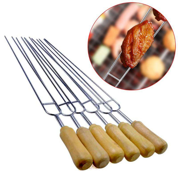 TheWellBeing™ 6-Piece Stainless Steel U-Shaped BBQ Grilling Skewers - Culinarywellbeing