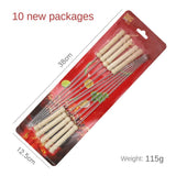 Stainless steel skewers with wooden handles, reusable for BBQ, pack of 10.