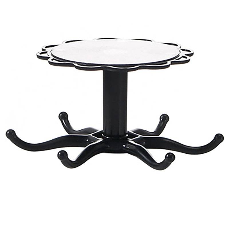 Kitchen Flower Rotary Hook, wall mounted, durable ABS material, 360-degree rotation, black finish.