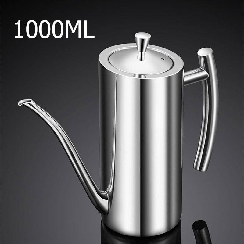 Stainless Steel Scrub Oil Pot Kitchen Oil Pot Sauce Vinegar Non-Drip Dust-Proof Oil Storage Container Storage Kitchen Tools - Culinarywellbeing