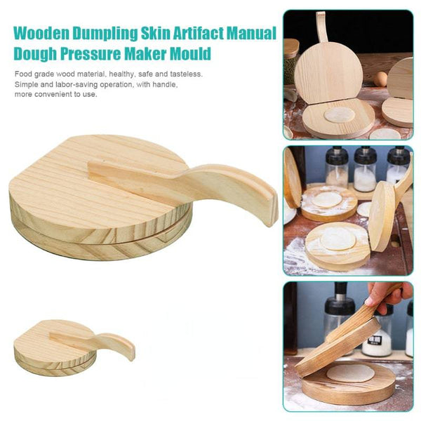 Solid Wood Dough Press Tool Quick Easy Dumpling Skin Presser Home Dumpling Wrapper Skin Making Mold Kitchen Pastry Baking Tools - Culinarywellbeing