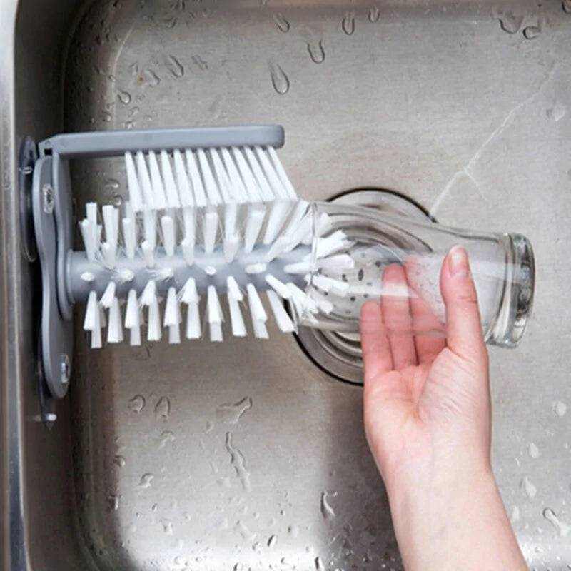 Glass Cleaning Brush - Effortless Bottle Cleaning with 3-Head Design - Culinarywellbeing