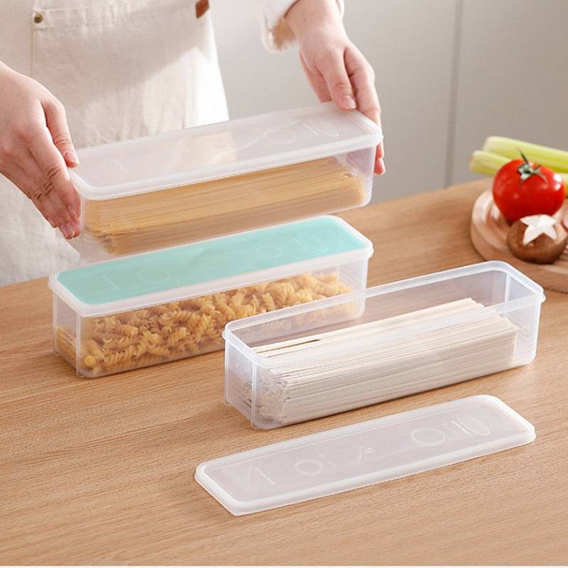 Resin kitchen cereal preservation storage box with cover for noodles and spaghetti, sealed and moisture-proof.