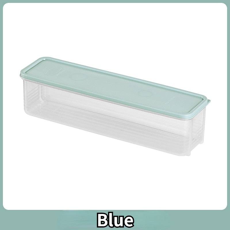 Blue household cereal preservation storage box with cover, made of resin, for moisture-proof classified storage.