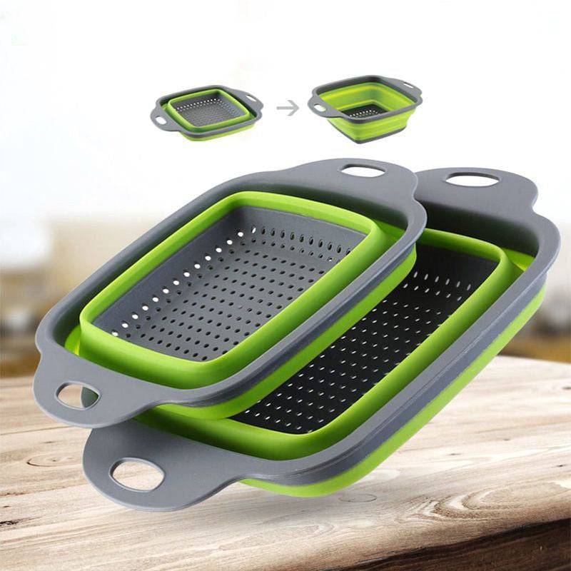 Square Collapsible Colander Silicone Kitchen Foldable Colander  Food Vegetable Fruit Strainers Drainer - Culinarywellbeing