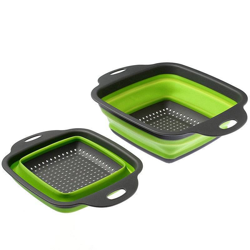 Vegetable Strainer - Square Collapsible Silicone Colander for Kitchen