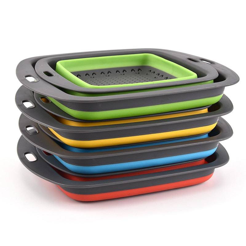 Square Collapsible Colander Silicone Kitchen Foldable Colander  Food Vegetable Fruit Strainers Drainer - Culinarywellbeing