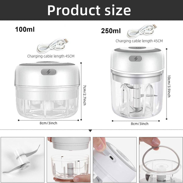 Electric Kitchen Food Chopper Mini Garlic Masher crusher USB Portable Meat Grinder Vegetable Chopper - Culinarywellbeing