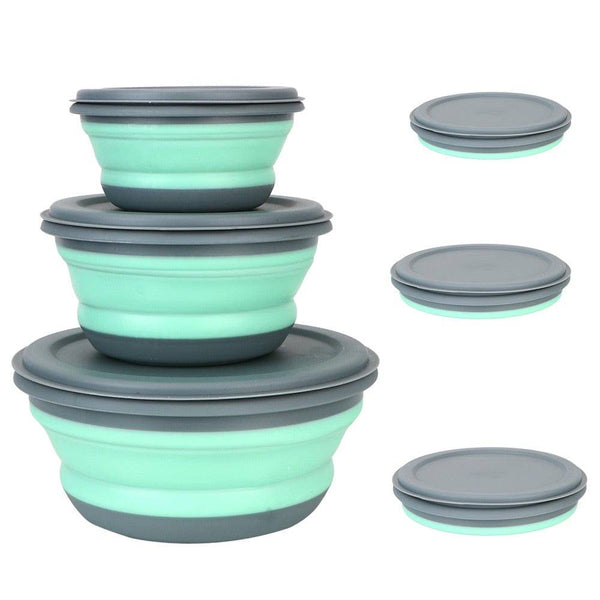 Silicone Tableware with Lid Portable Foldable Bowl Set of 3 - Culinarywellbeing